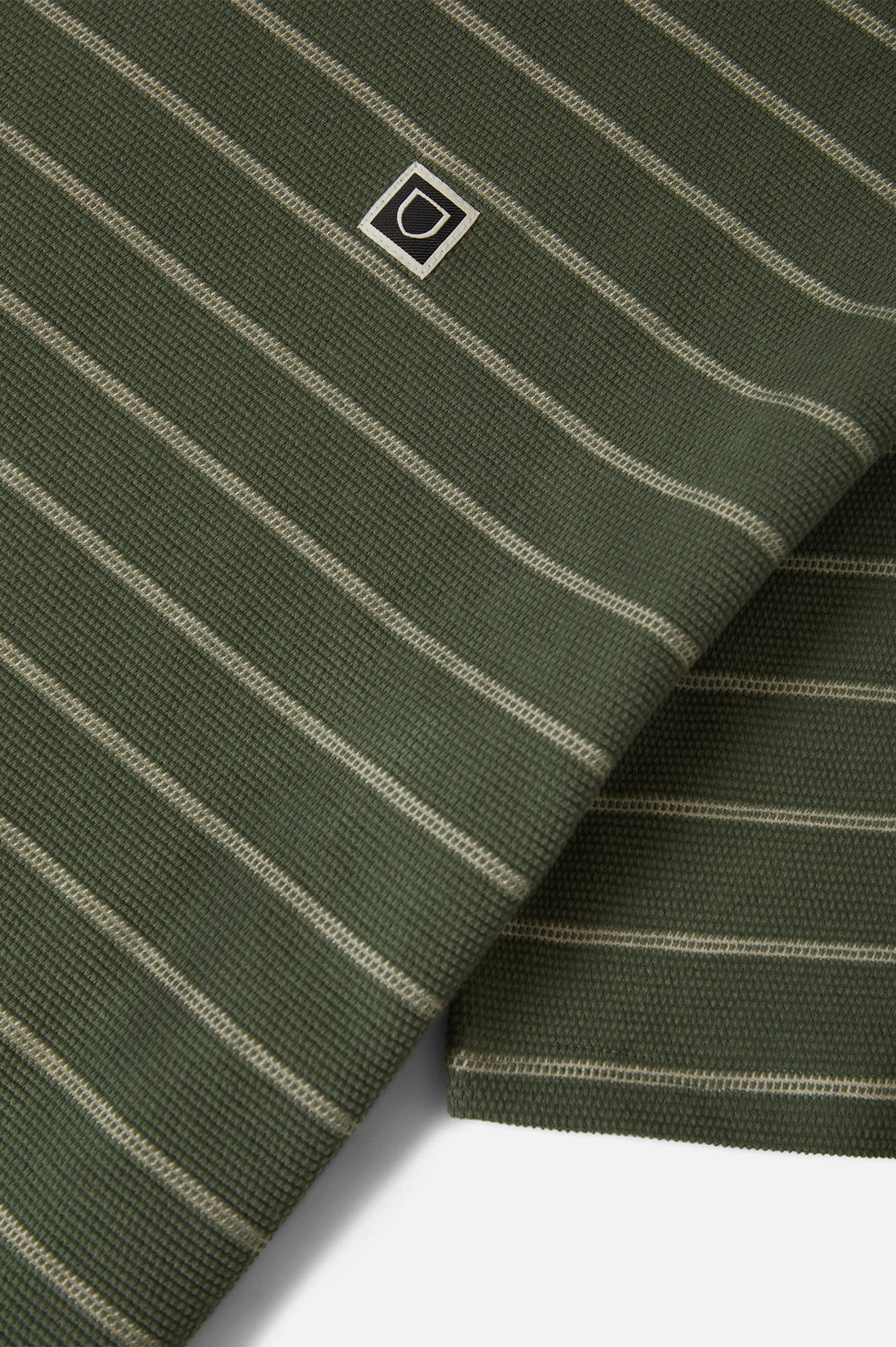 Brixton - Shield Pique Stripe Boxy Tee - Dark Olive/Whitecap