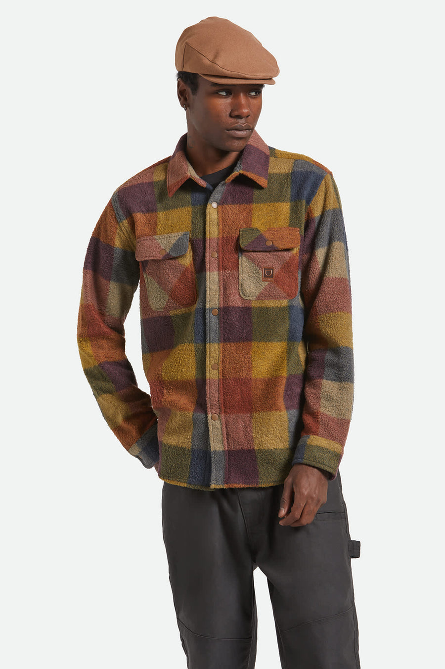 Brixton - Bowery Arctic Stretch Fleece LS Shirt - Rust/Copper Plaid