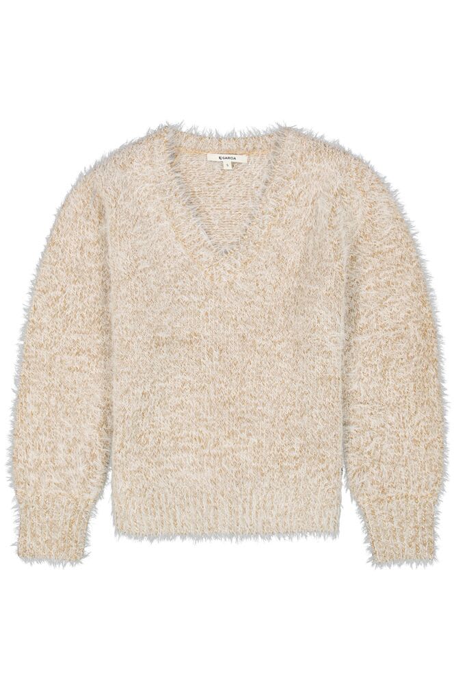 Garcia - Fluffy V-Neck Knit Sweater - Golden Brown