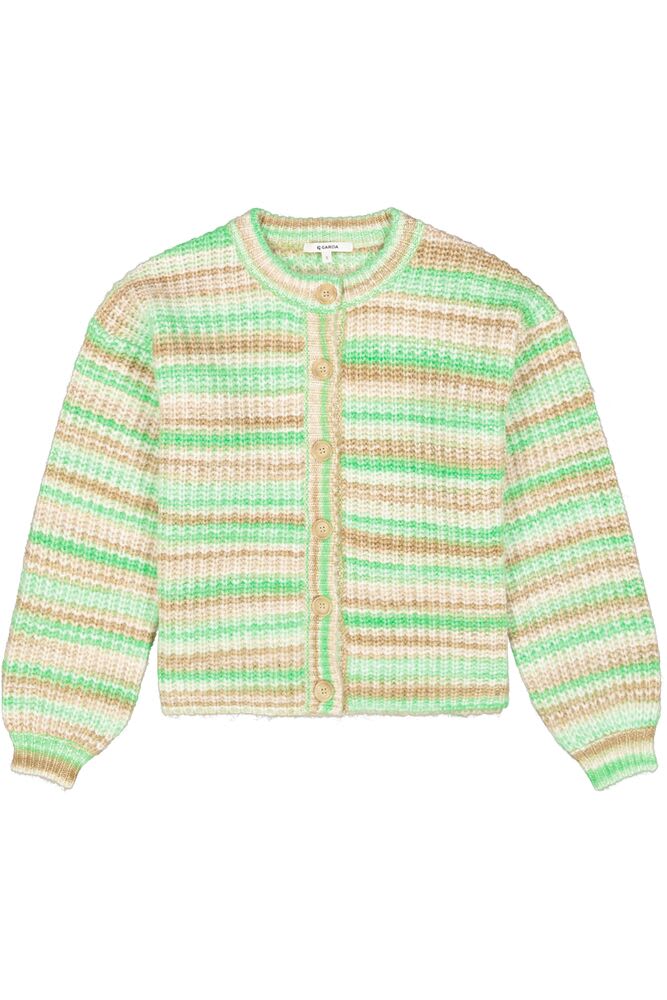 Garcia - Stripe Knit Cardigan - Golden Brown/Seafoam