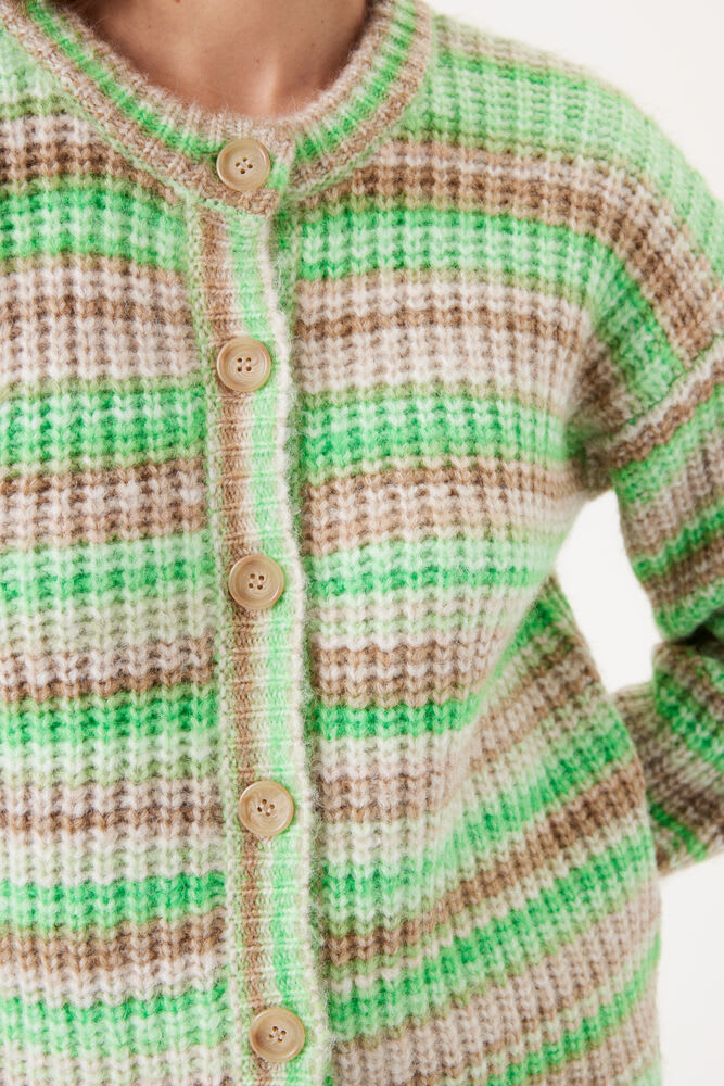 Garcia - Stripe Knit Cardigan - Golden Brown/Seafoam