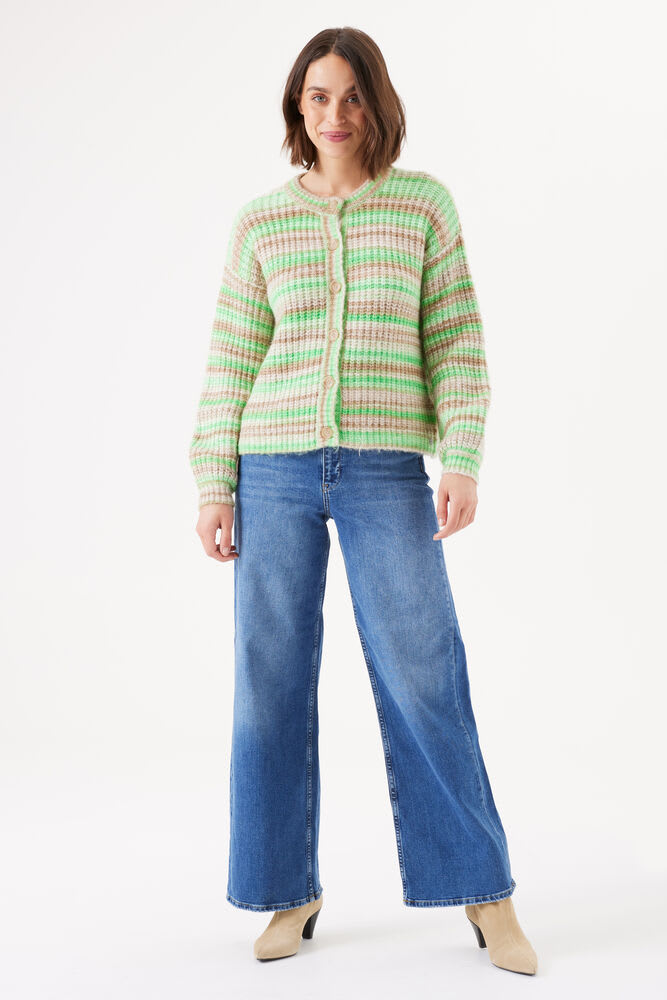 Garcia - Stripe Knit Cardigan - Golden Brown/Seafoam