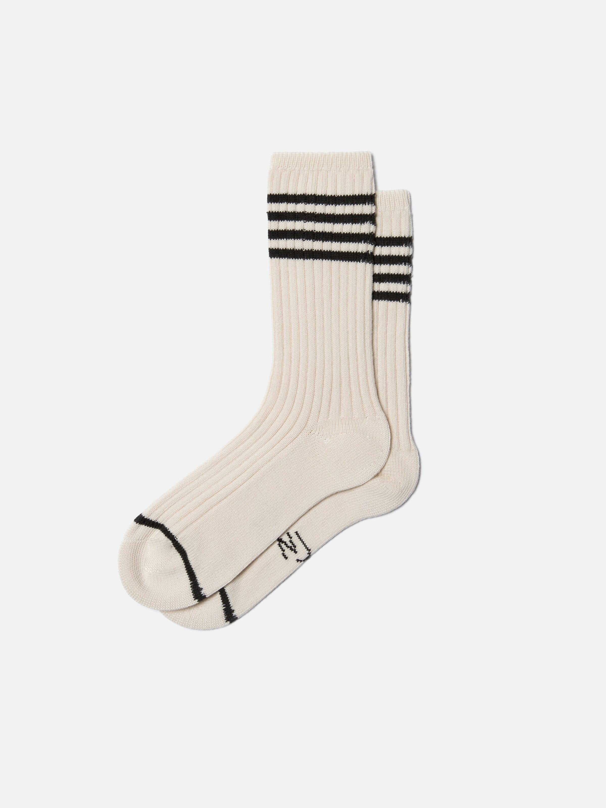 Nudie - Mens Tennis Socks Stripe - Offwhite/Black