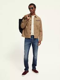 Scotch & Soda - Bead-Trimmed Twill Worker Jacket - Taupe