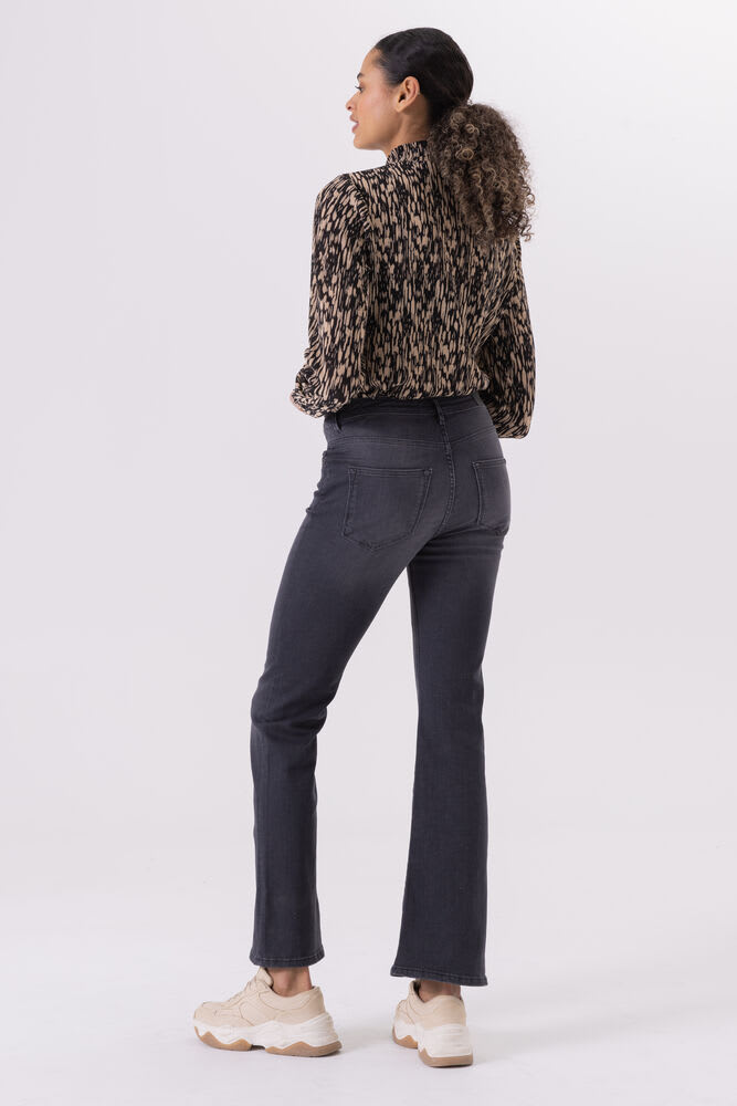 Garcia - Beige Crepe Mock Neck LS Blouse - Black