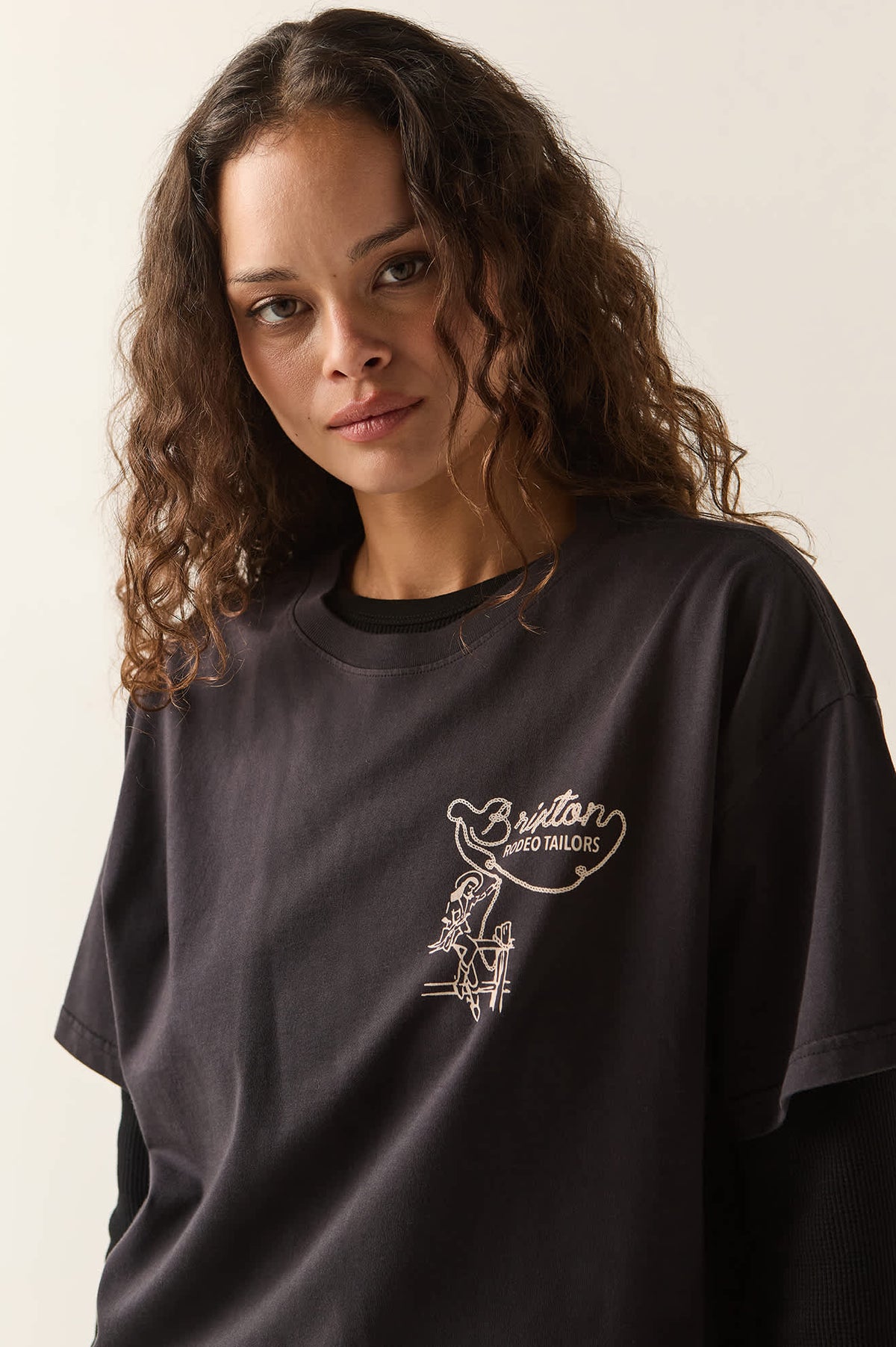 Brixton - Rodeo Tailors Boxy Crop Tee - Black