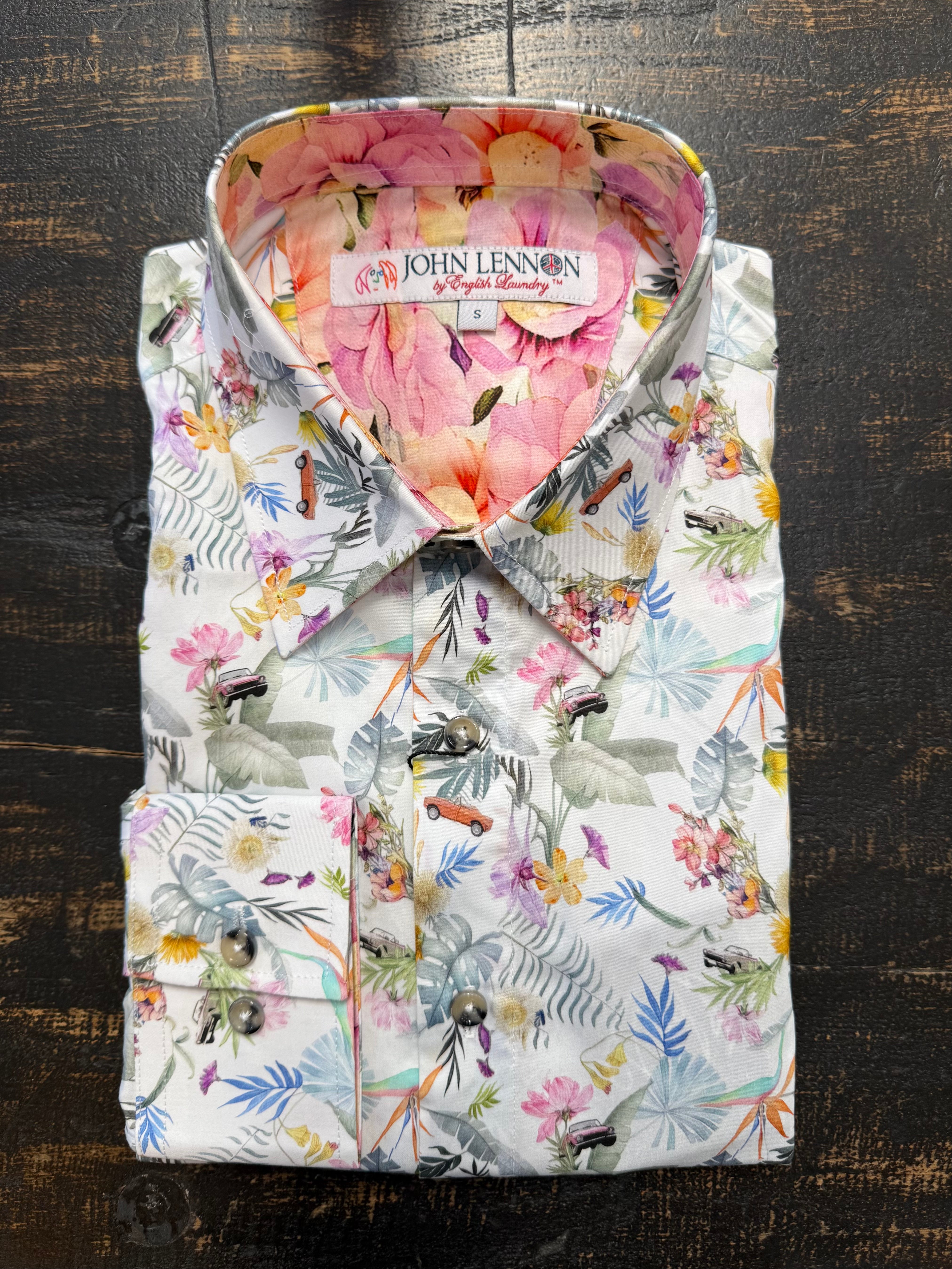 English Laundry - John Lennon LS Shirt - Tropic White Multi