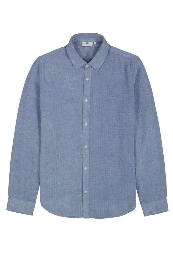 Garcia - Herringbone LS Shirt - Stone Blue
