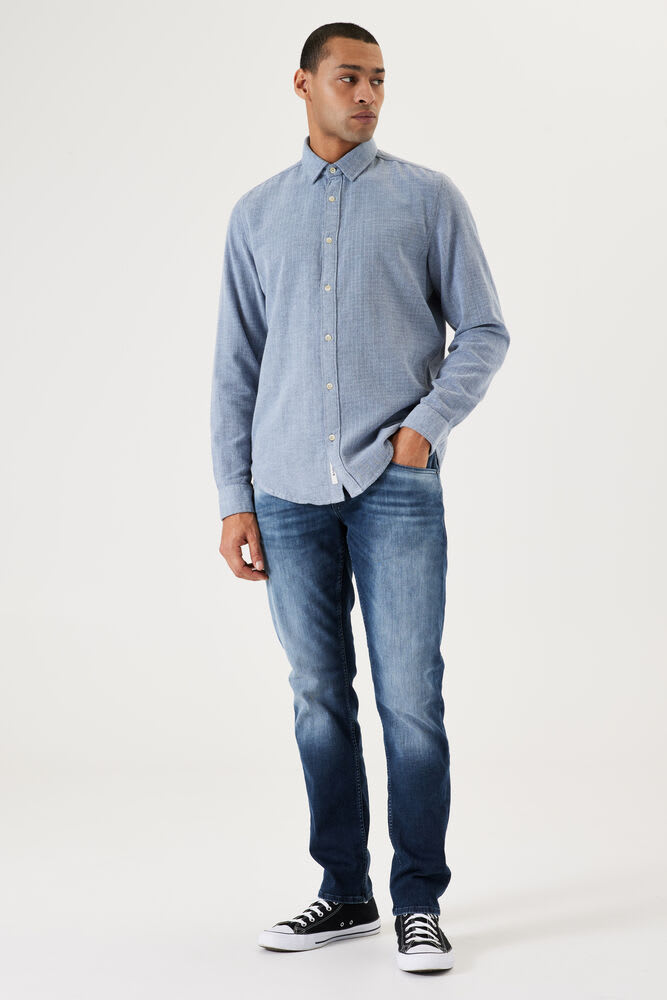 Garcia - Herringbone LS Shirt - Stone Blue