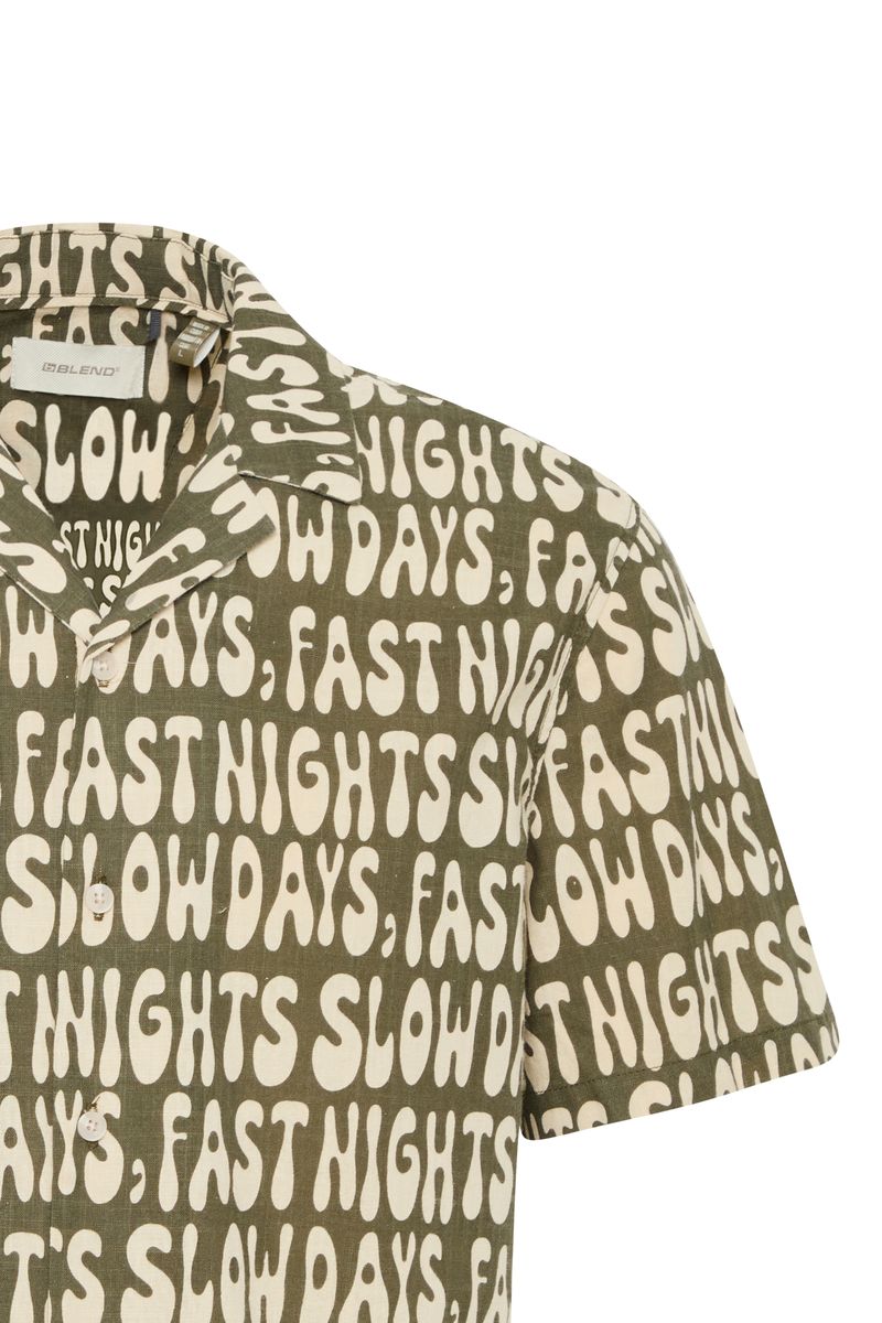 Blend - Ara SS Shirt - Olive Night Words