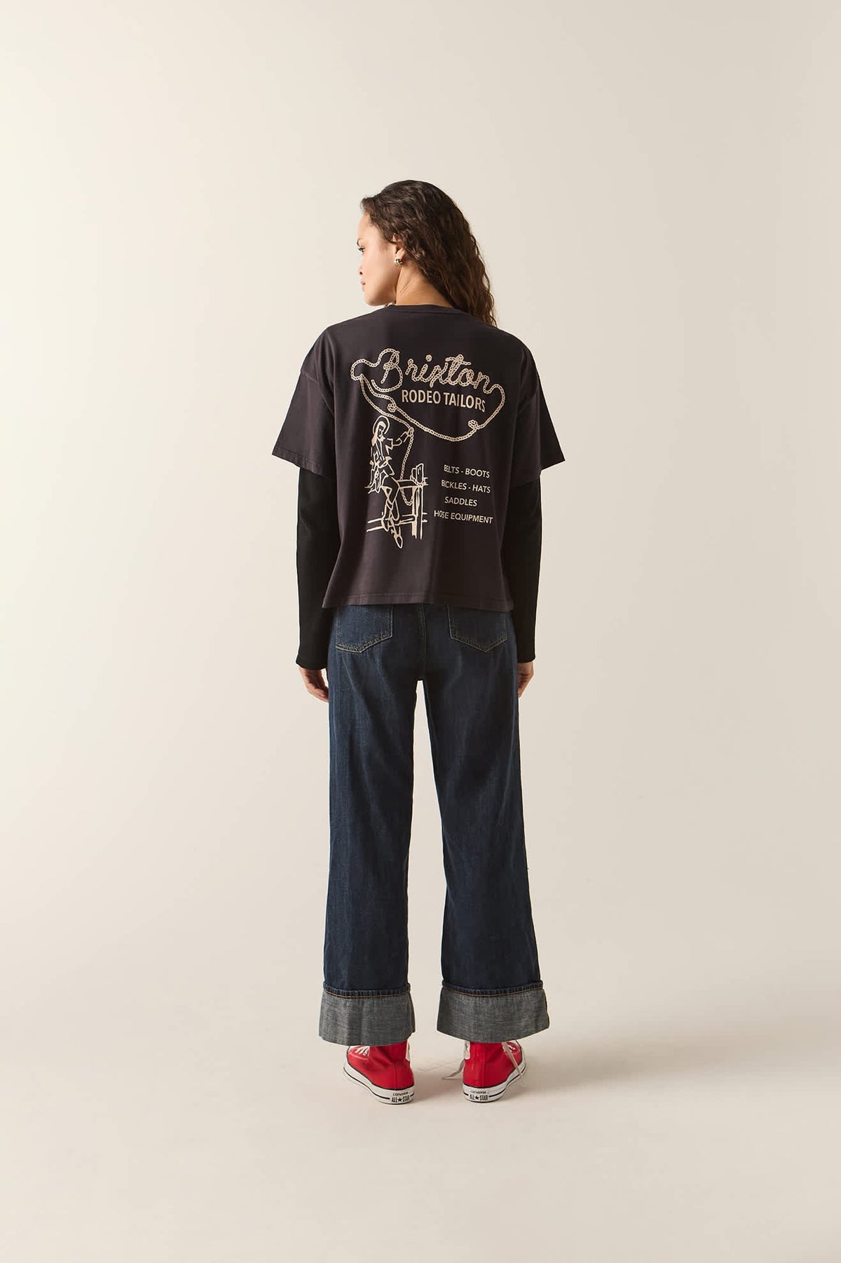 Brixton - Rodeo Tailors Boxy Crop Tee - Black