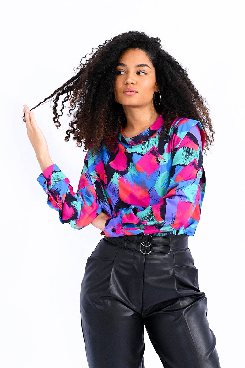 Lili Sidonio - Abstract Print Shirt - Black Bananarrama