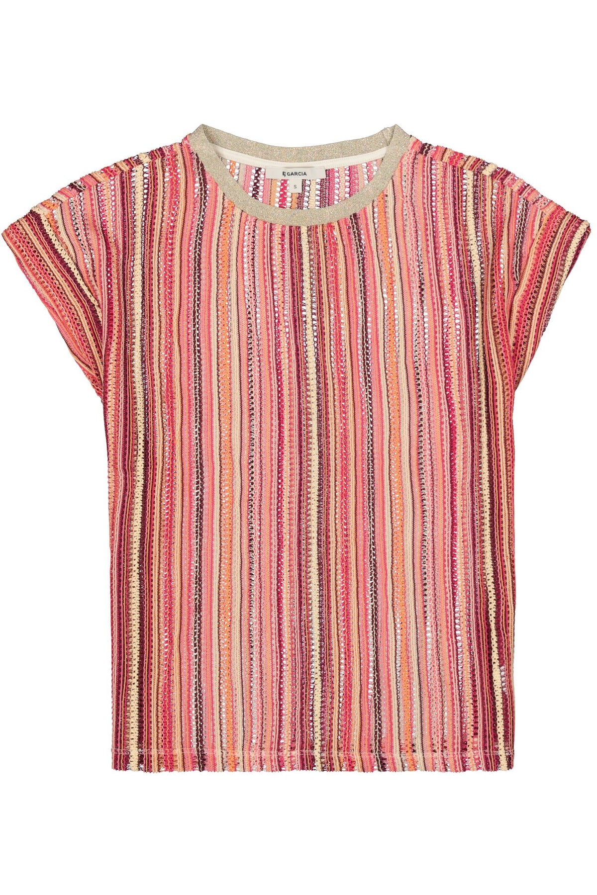 Garcia - Candy Stripe SS Pullover - Coral Crush