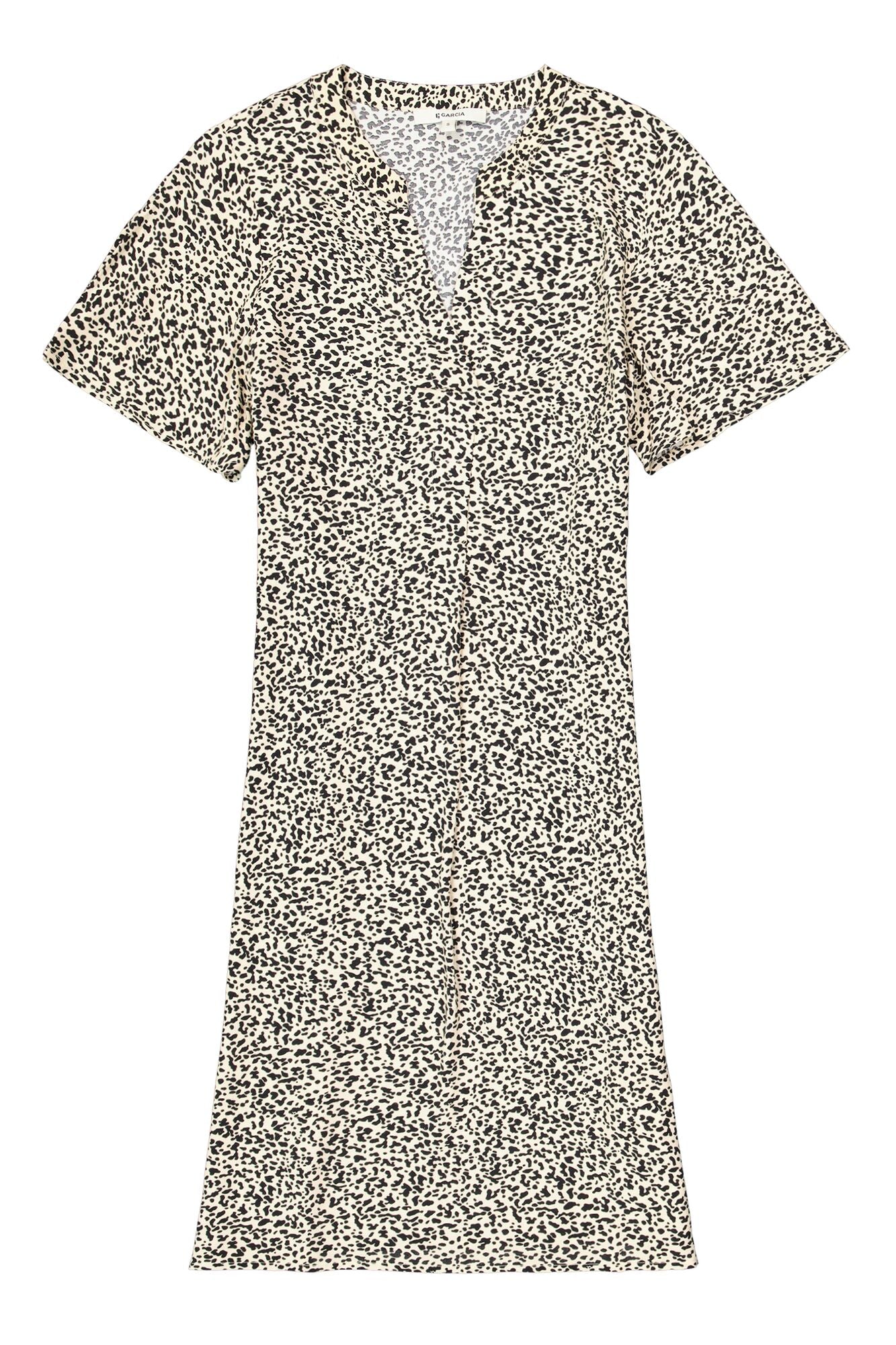 Garcia - Snow Leopard Print SS Dress - Black