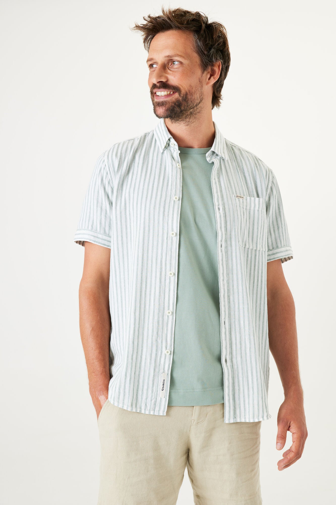 Garcia - Peppermint Stripe SS Shirt - Mint Green
