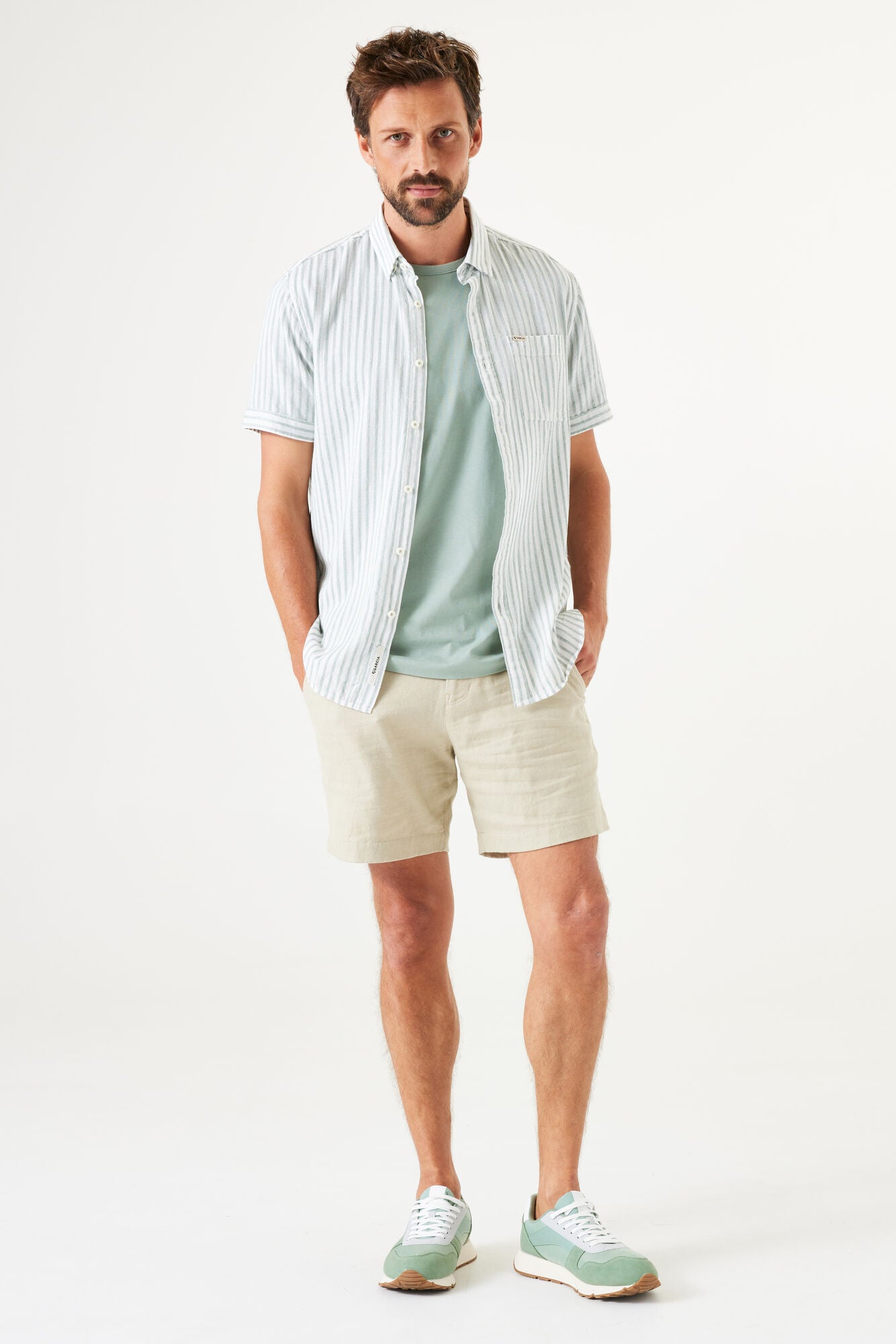 Garcia - Peppermint Stripe SS Shirt - Mint Green