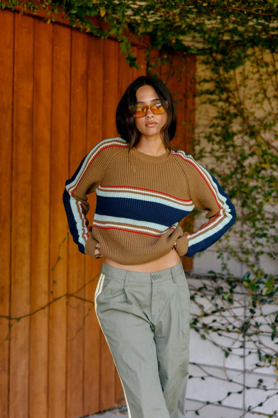 Brixton - Racing Stripe Crew Sweater - Washed Copper