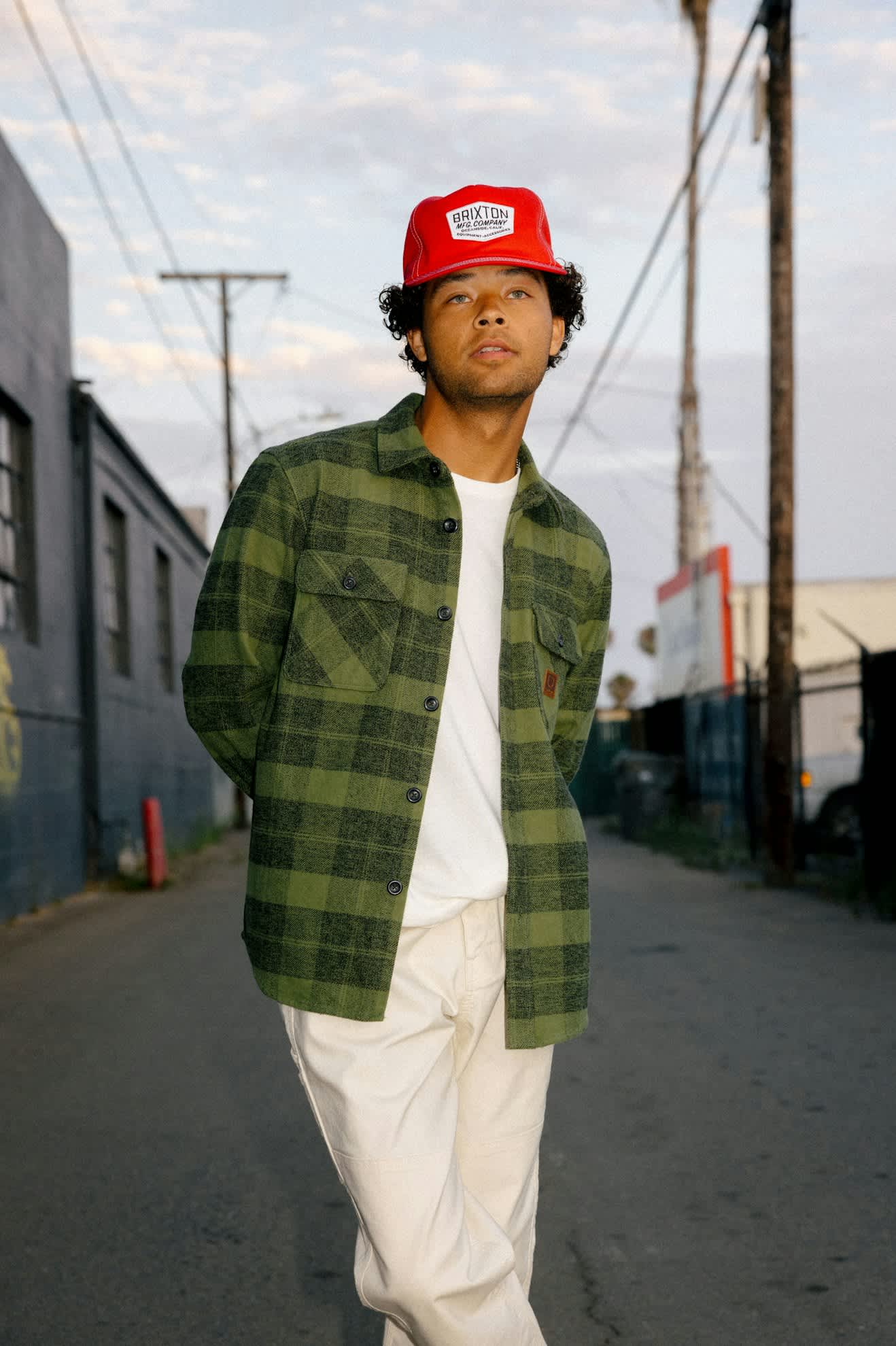 Brixton - Bowery Heavyweight LS Flannel - Cypress Green/Black