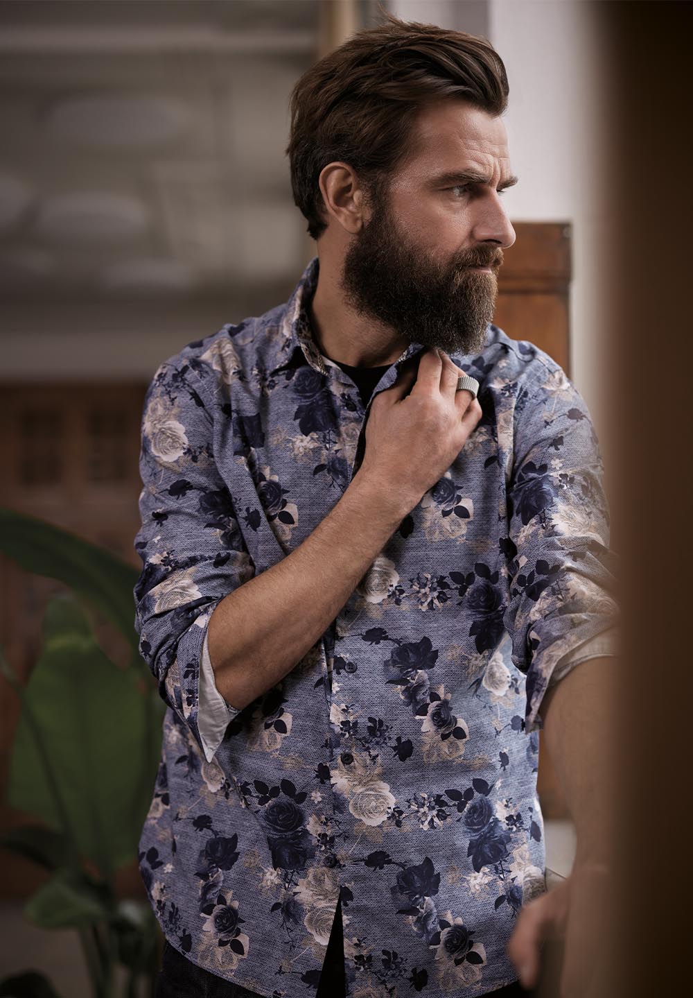 Fil Noir - Treviso HBD Shirt - Nightblue Roses