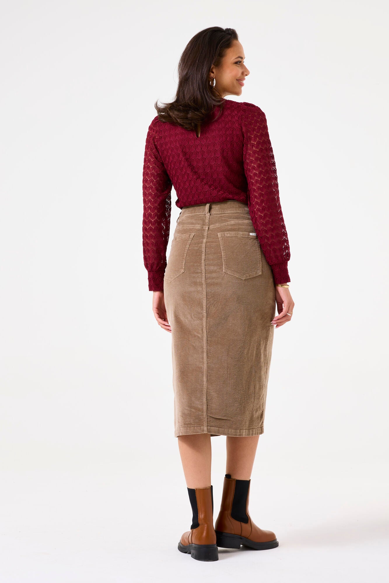 Garcia - Lined Lacy LS Top - Cabernet