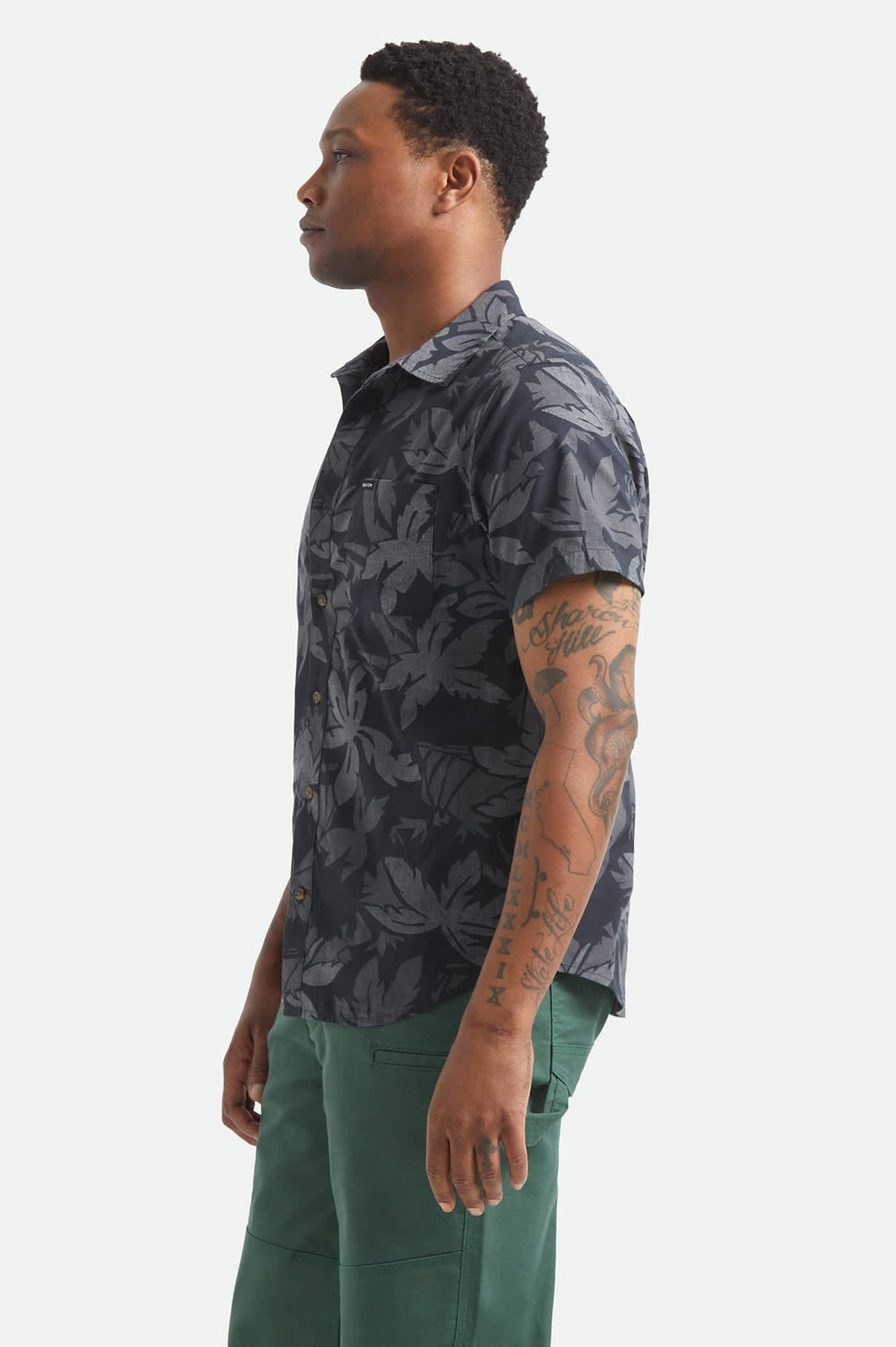 Brixton - Charter Print SS Shirt - Black/Trooper/Future Grey Palm