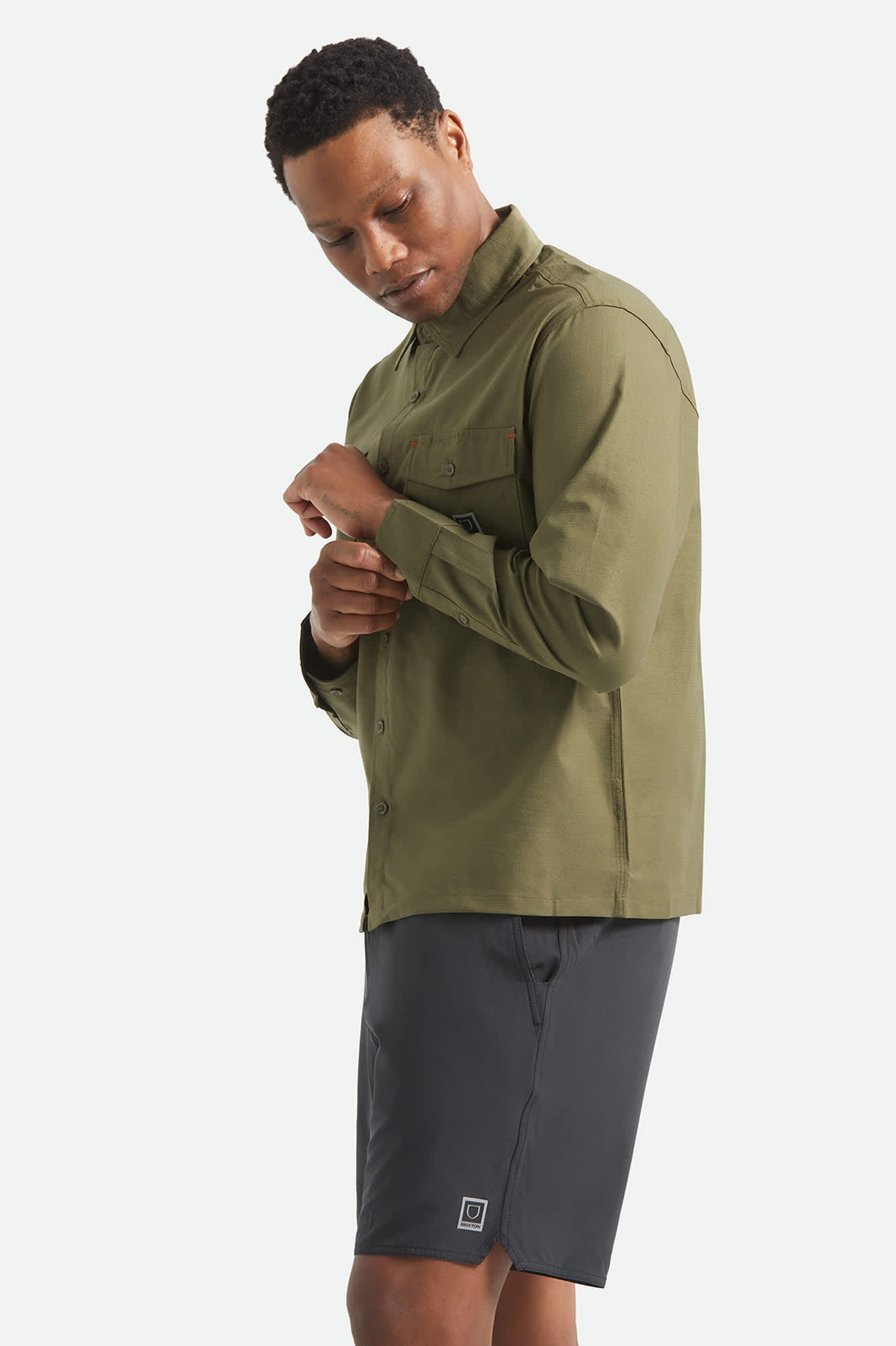 Brixton - Journey Lightweight LS Shirt - Dark Olive