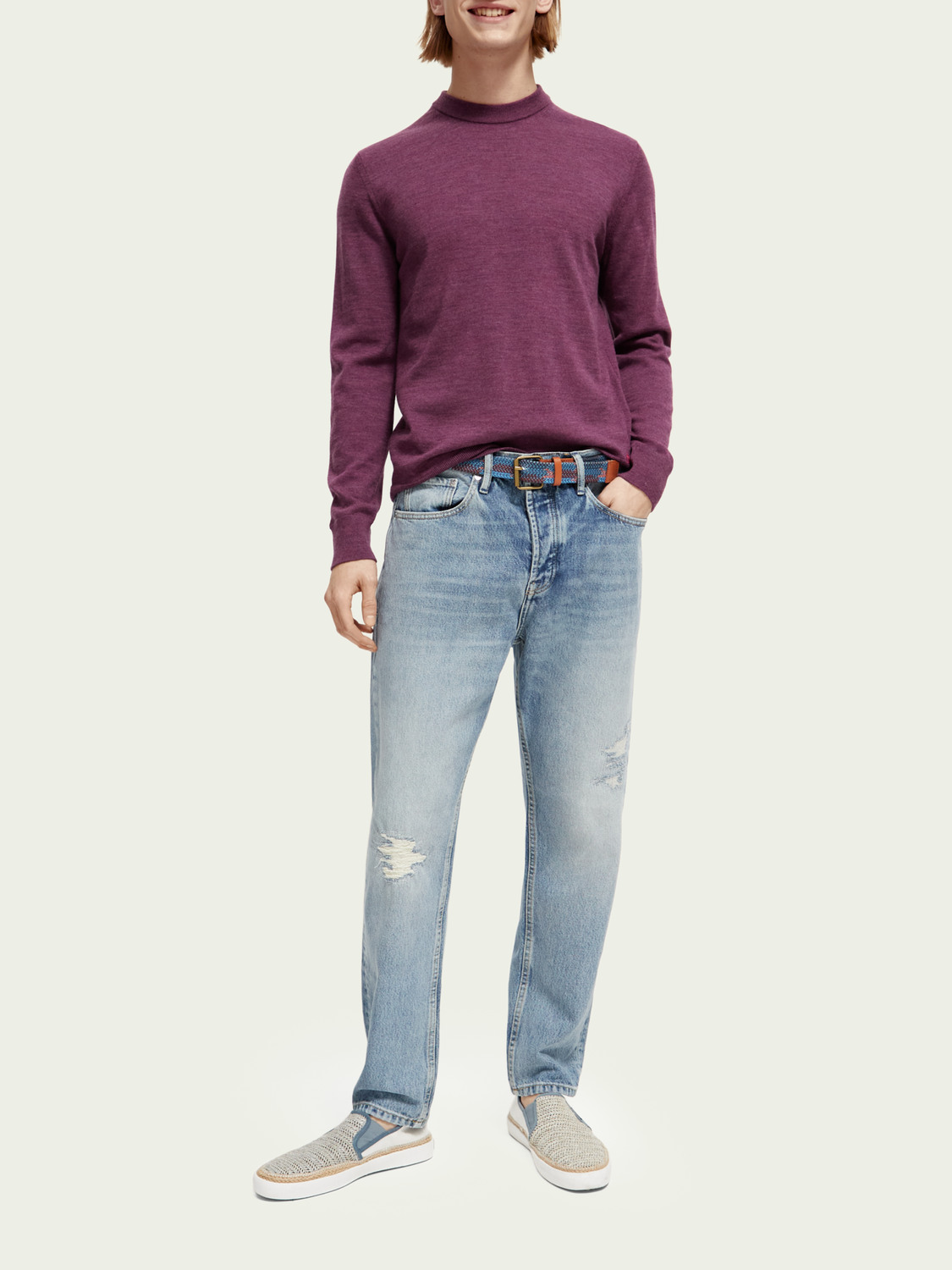 Scotch & Soda - Merino Wool Crewneck Sweater - Dahlia Melange