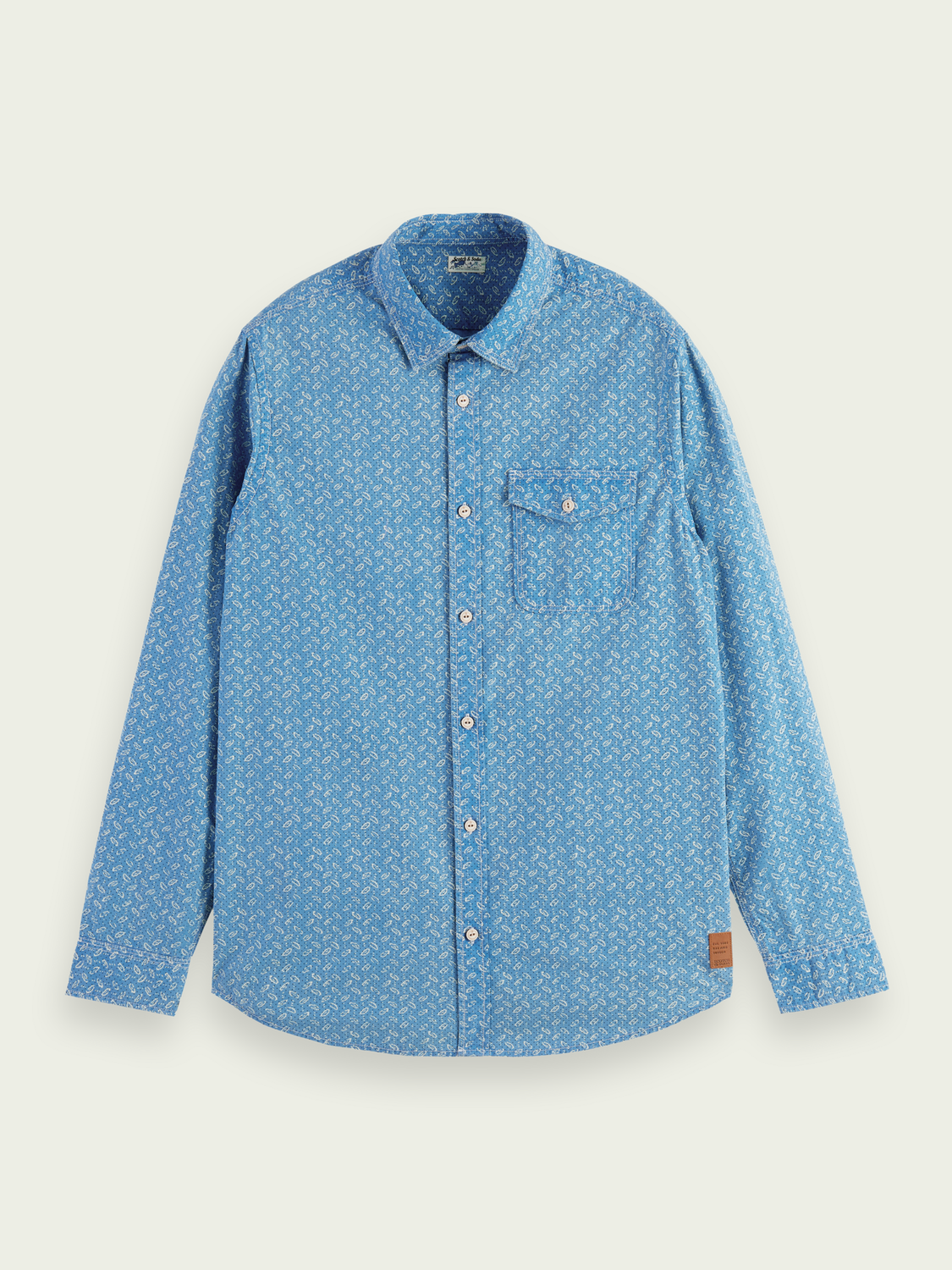 Scotch & Soda - Regular Fit Printed Poplin Shirt - Blue
