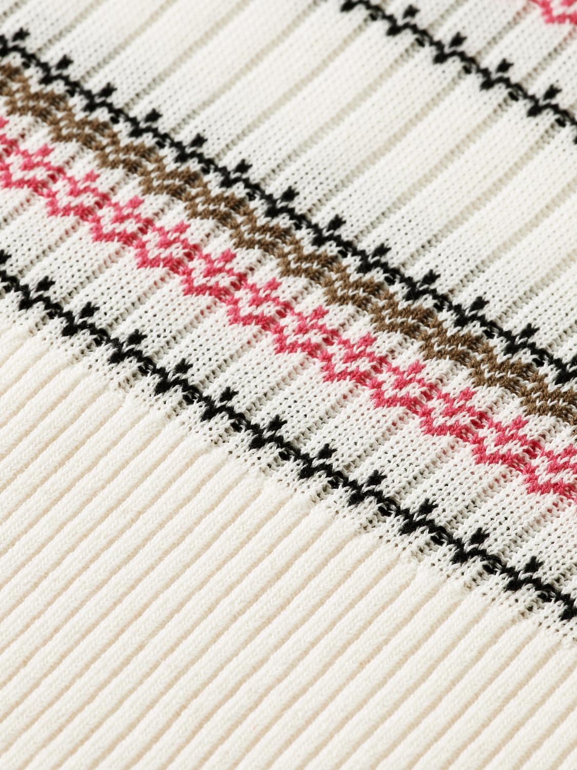 Maison Scotch - Fair Isle Stripe Ruffled Pullover - Vanilla