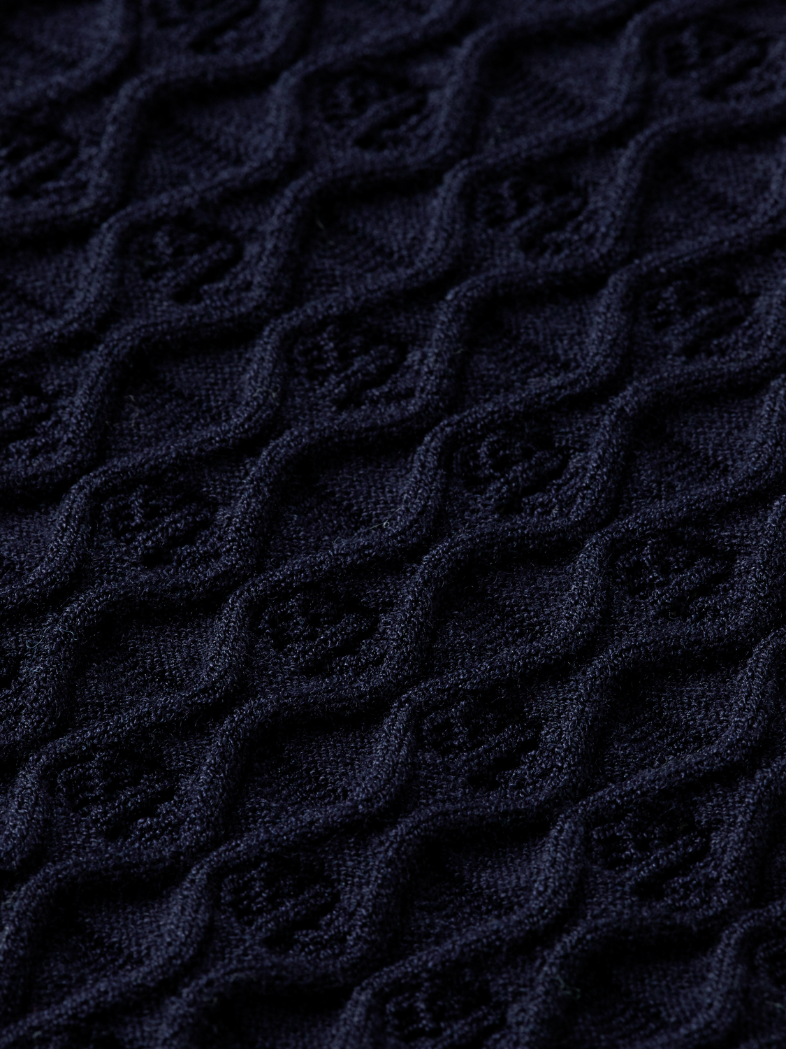 Maison Scotch - Slim Fit Ruffled Pointelle Pullover - Navy
