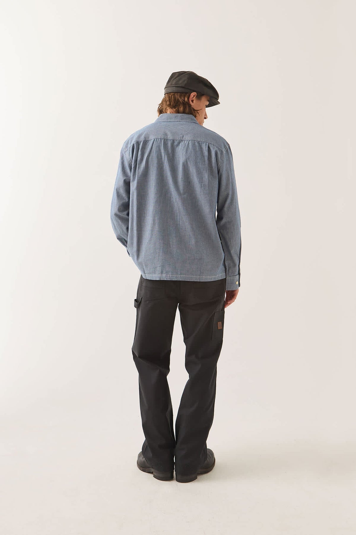 Brixton - Trademark LS Shirt - Blue Chambray Micro Stripe