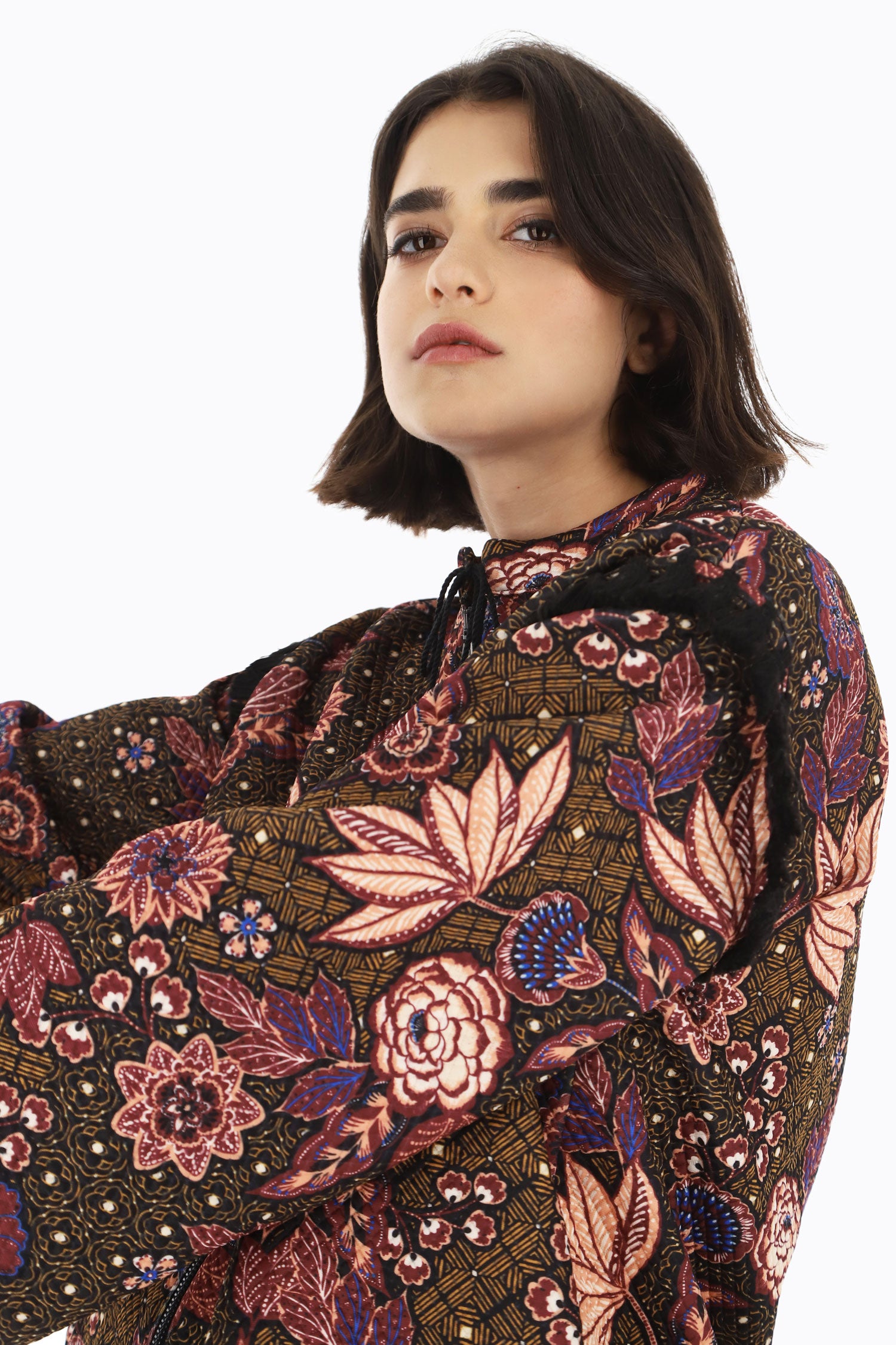 Dixie - Cape-Style Jacket - Burgundy Multi