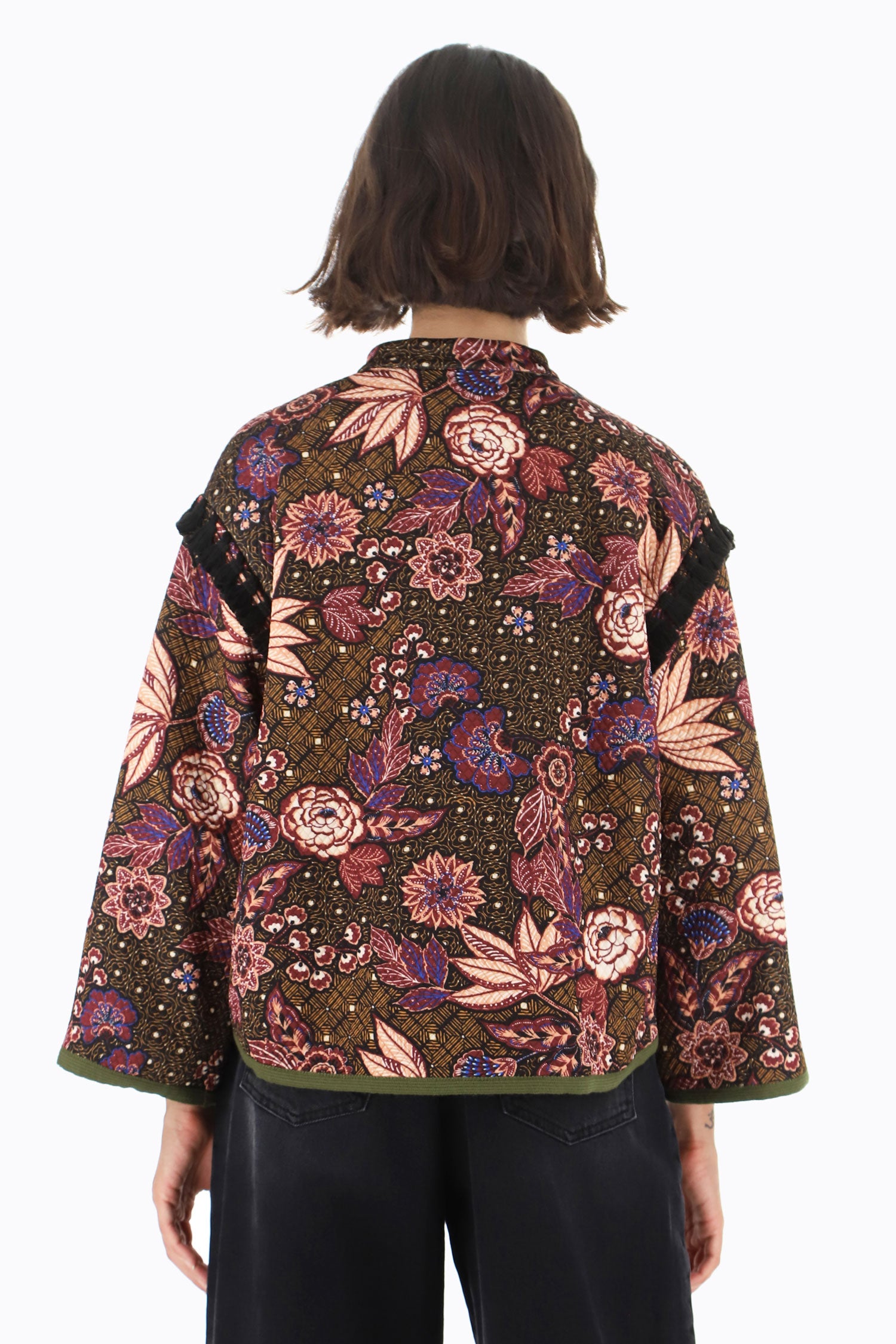 Dixie - Cape-Style Jacket - Burgundy Multi