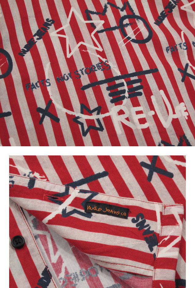 Nudie - Brandon Graffiti Stripe SS Shirt - Ketchup