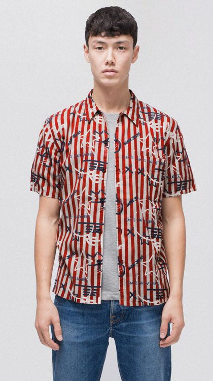 Nudie - Brandon Graffiti Stripe SS Shirt - Ketchup