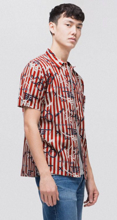 Nudie - Brandon Graffiti Stripe SS Shirt - Ketchup