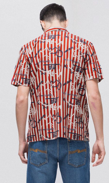 Nudie - Brandon Graffiti Stripe SS Shirt - Ketchup