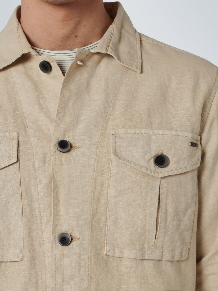 No Excess - Safari Linen Overshirt - Stone