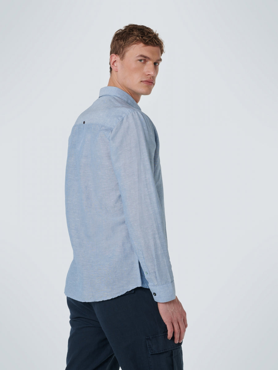 No Excess - Striped Linen Shirt - Washed Blue