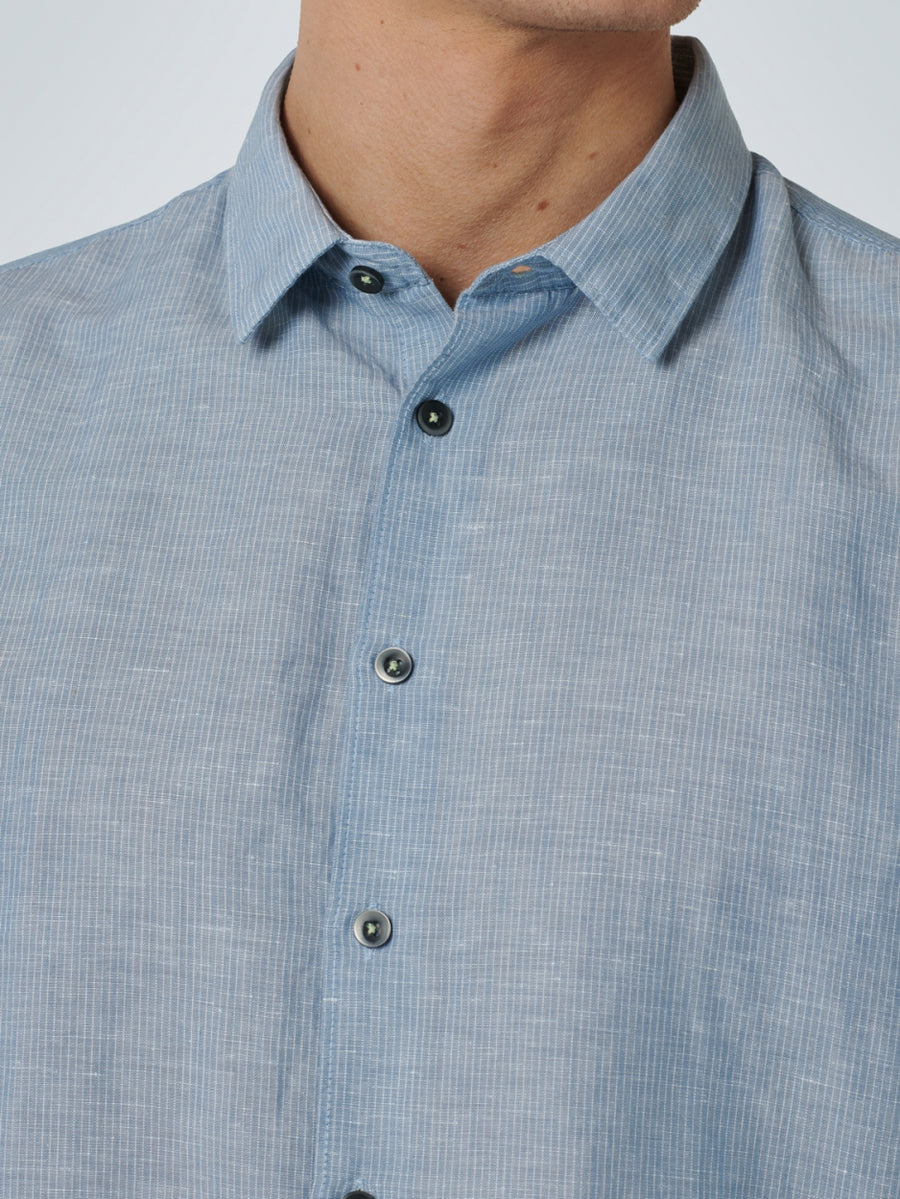 No Excess - Striped Linen Shirt - Washed Blue