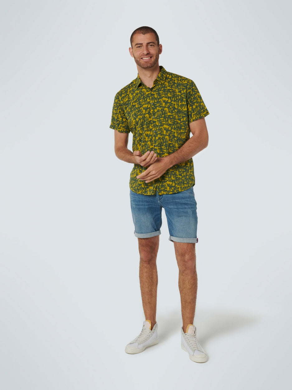 No Excess - Tribal Print SS Shirt - Lime