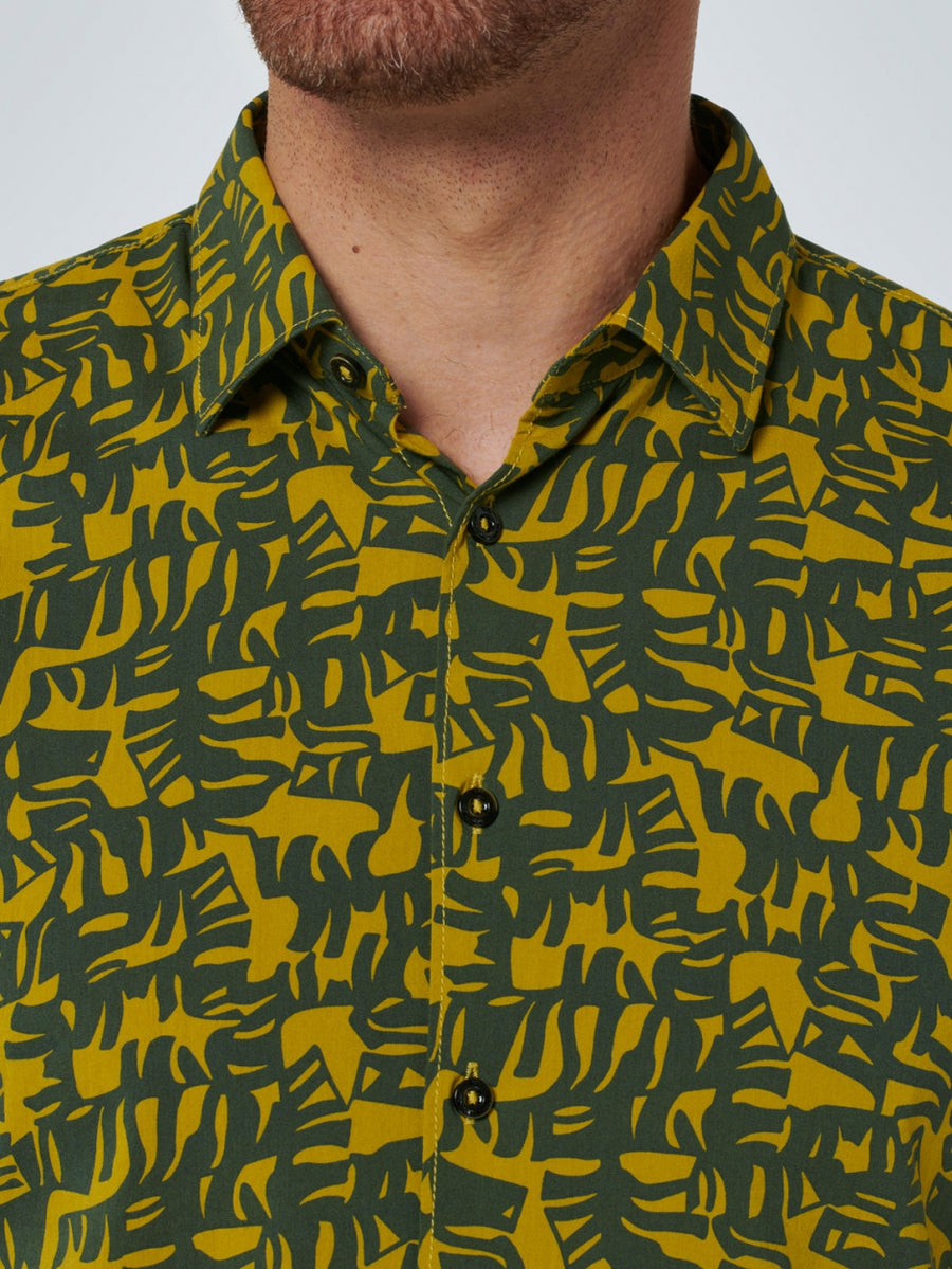 No Excess - Tribal Print SS Shirt - Lime