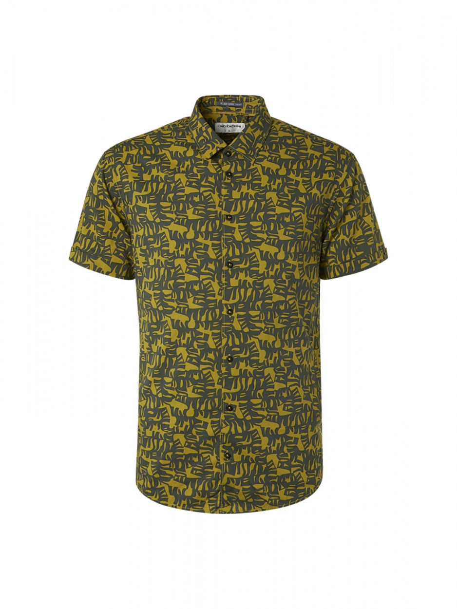 No Excess - Tribal Print SS Shirt - Lime