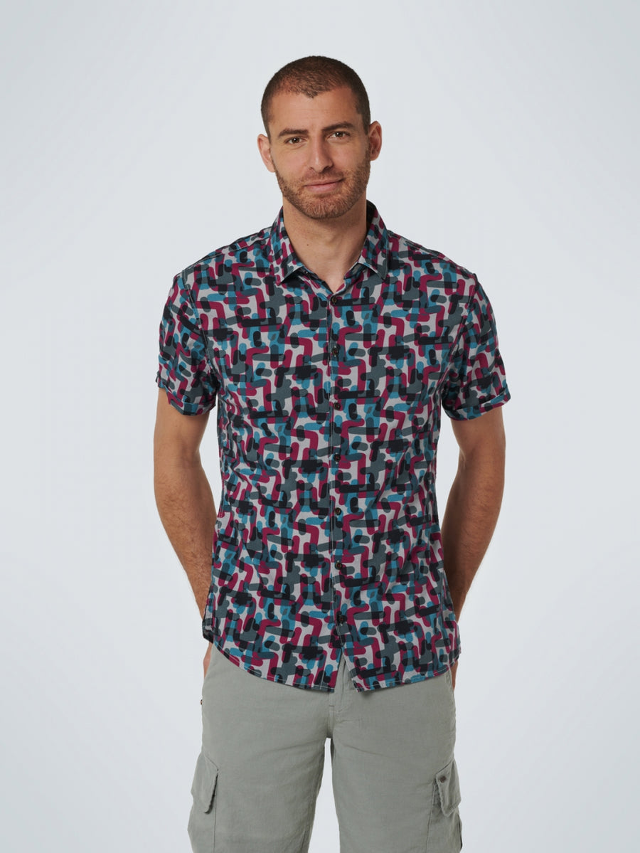 No Excess - Pillform Print SS Shirt - Cassis