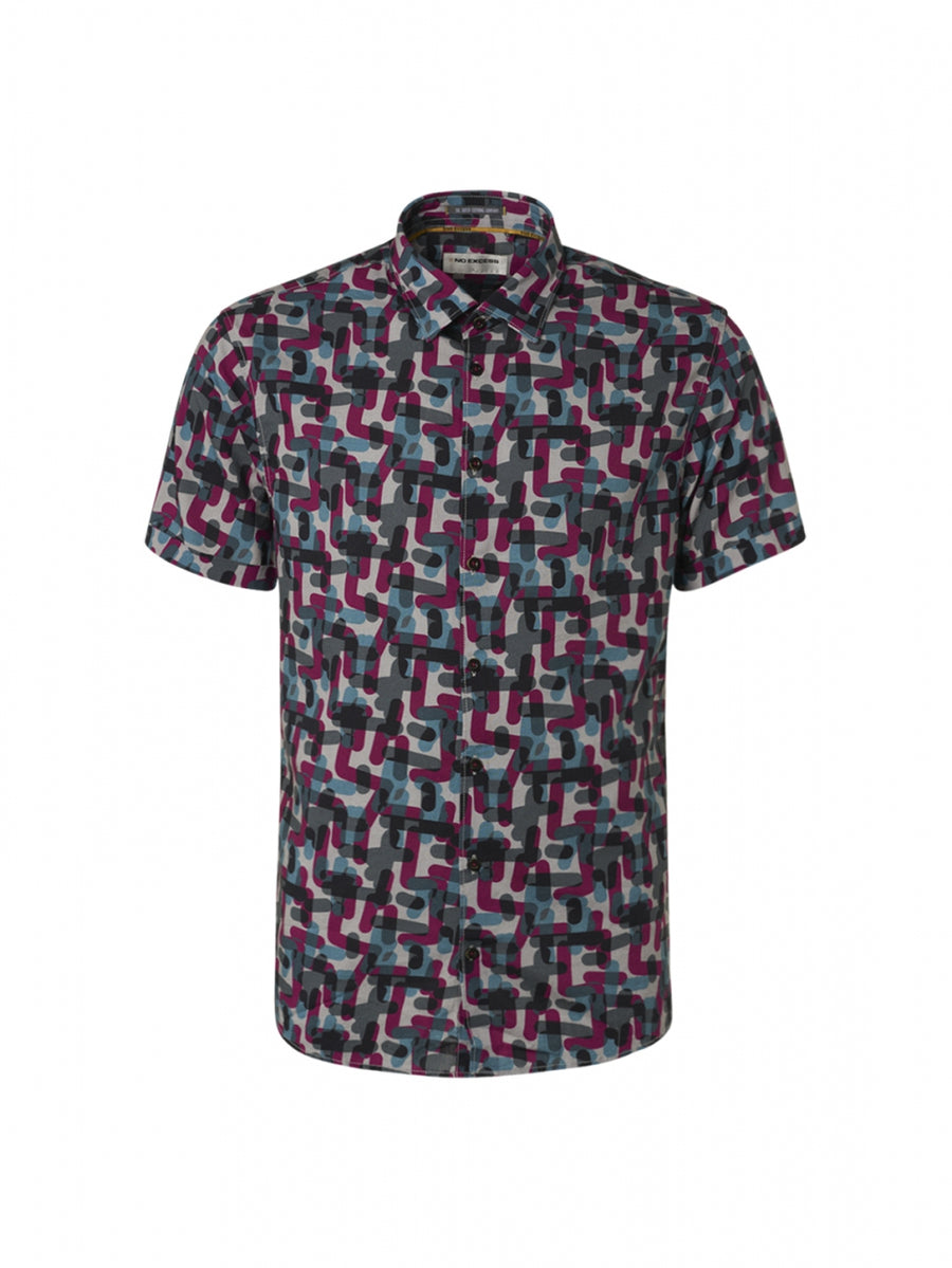 No Excess - Pillform Print SS Shirt - Cassis