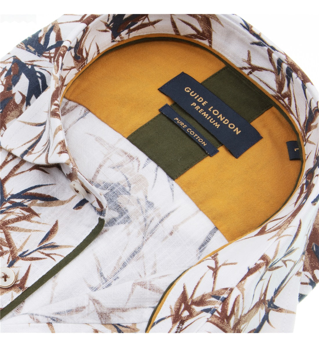 Guide London - Bamboo Print SS Shirt - White Tan