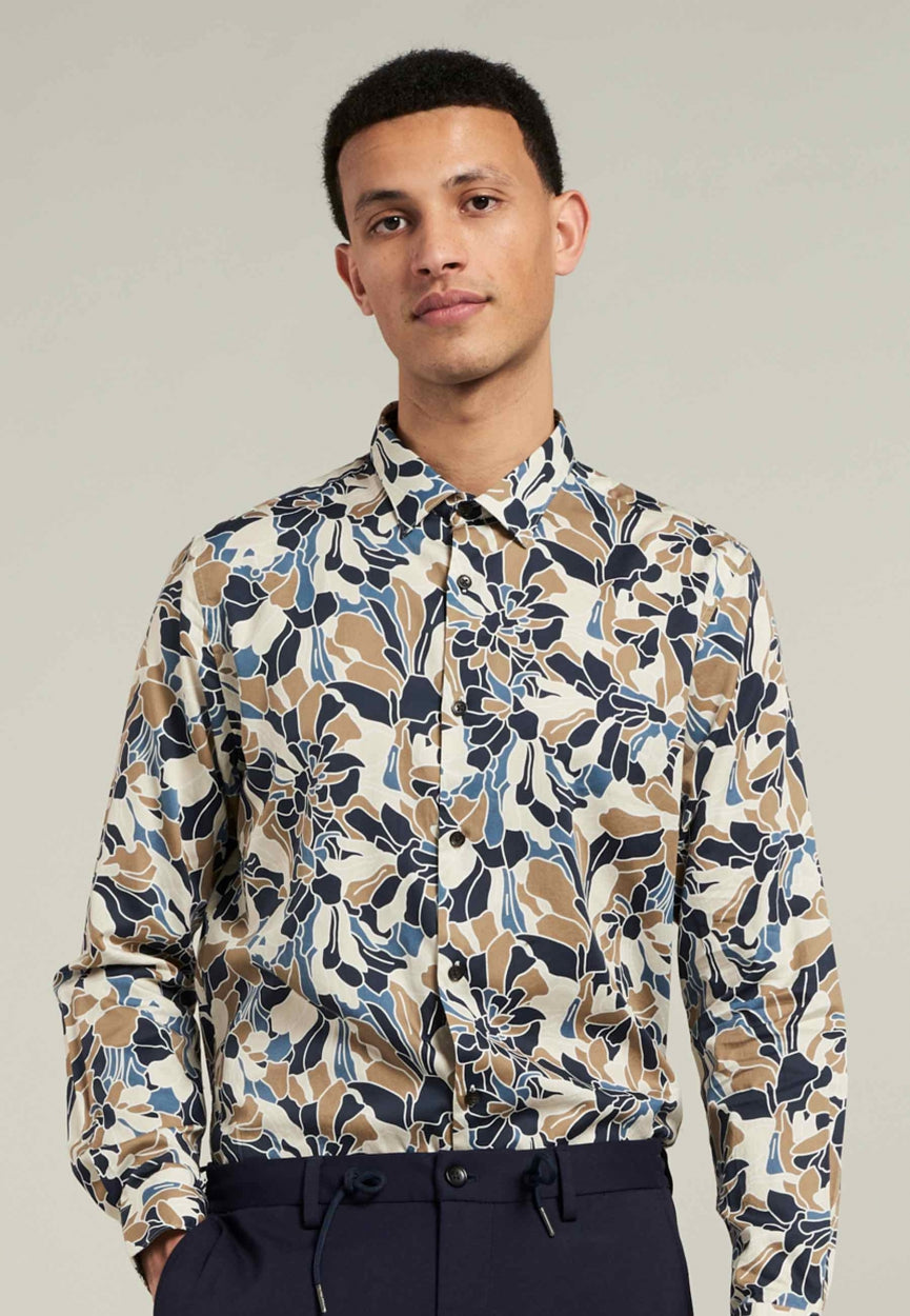 Dstrezzed - Camo Satin Shirt - Dk Navy