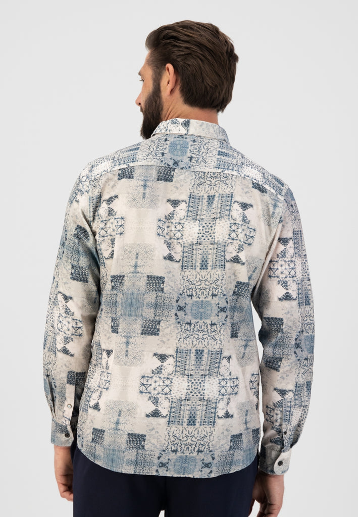 Dstrezzed - Batik Print Babycord Shirt - Offwhite
