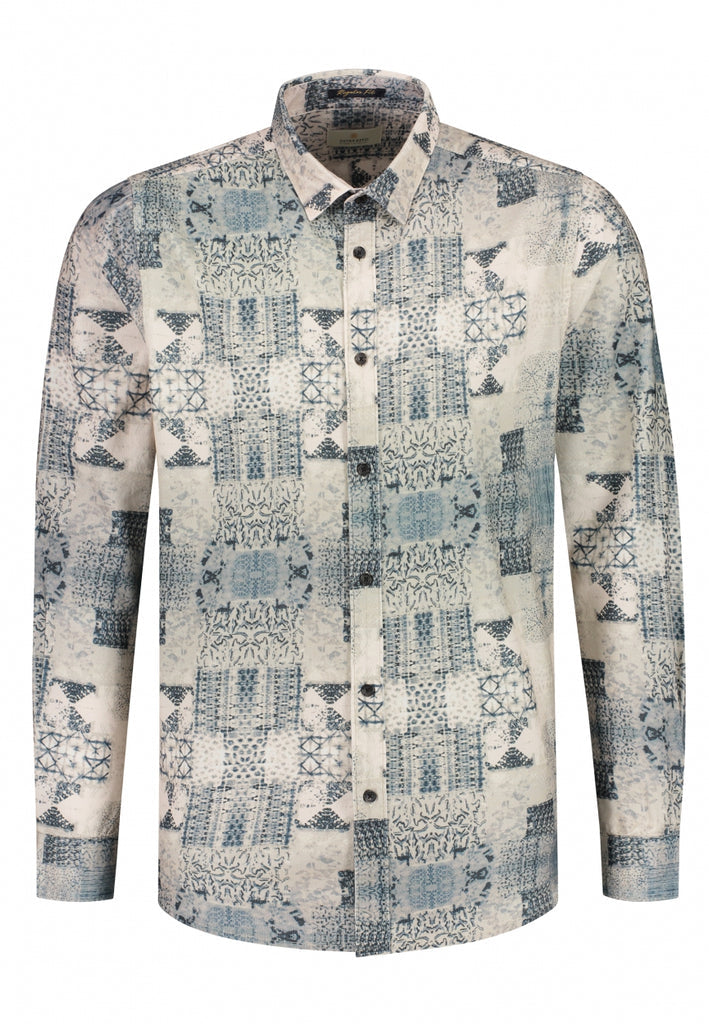 Dstrezzed - Batik Print Babycord Shirt - Offwhite