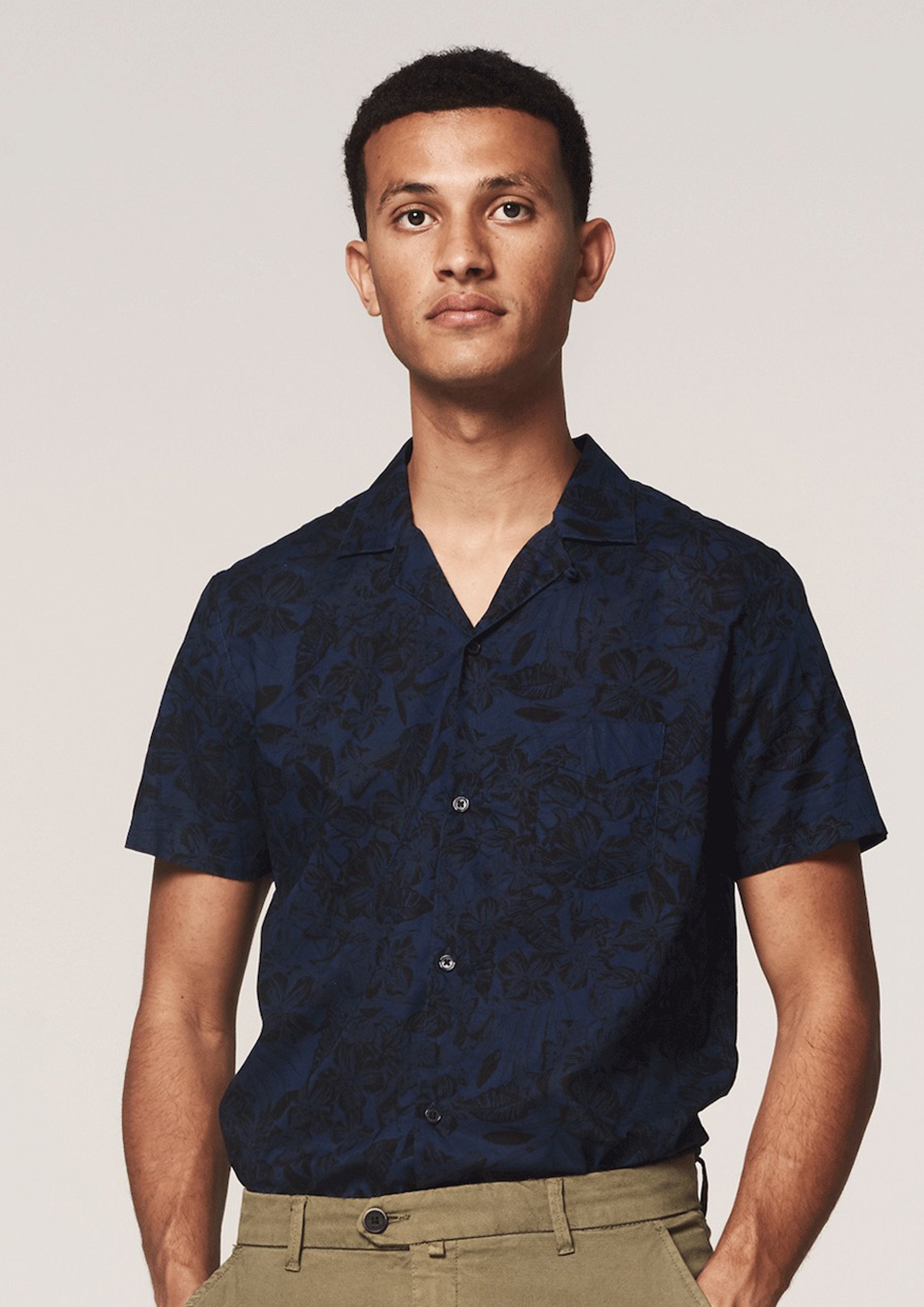 Dstrezzed - Camo Leaves SS Shirt - Navy